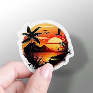 Adesivo tramonto Adesivo spiaggia tropicale Adesivo tramonto Adesivo rotondo in vinile per laptop Adesivo Hydroflask Sunset Notebook Cool Summer Phone Decal