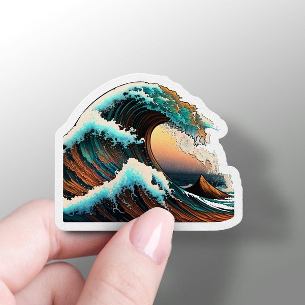 Painted Wave Sticker Cool Wave Laptop Decal Surfing Wave Sticker Beach Lover Wave Sticker Gift for Beach Lover Waterbottle Decal
