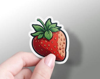 Strawberry Sticker Food Decal Fun Gift Sticker Cute Vinyl Sticker for Laptop Fruit Hydroflask Sticker Notebook Sticker Cute Phone Sticker
