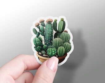 Cactus Stickers, Botanical Sticker, Vinyl Phone Case, Saguaro, Christmas Gift, Waterbottle Decal, Stationary Sticker, Cactus Favors, Cluster
