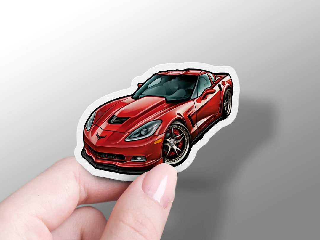 Red Sports Car Sticker Gift for Car Lovers Red Car Sticker Fun Car
