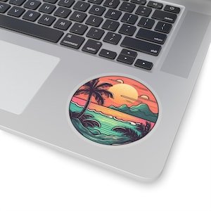 Retro Beach Sticker Fun Summer Decal Beach Sunset Sticker Gift for Beach Lover Hydroflask Decal Beach Laptop Sticker Vinyl Phone Sticker
