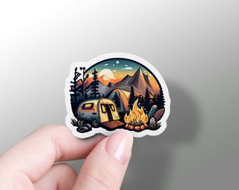 Camping Sticker, Hiking Stickers, Nature Gift, Camping Party Favors, Mountain, Hiking Lover, Hiking Car Decal, Vinyl, Jeep, Macbook, Luggage