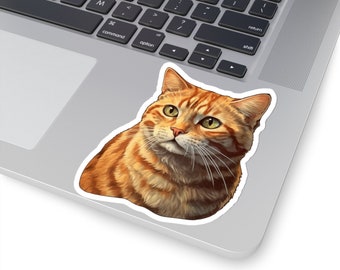 Tabby Cat Sticker, Orange Tabby Cat, Vinyl Phone Decal, Cat Owner Gift, Cat Lover, Pet, Cute Tabby Cat, Laptop Decal, Cat Bumper Sticker,