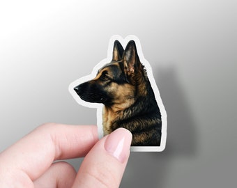 German Shepherd Sticker, Dog Mom Car Decal, Gift for German Shepherd Lover, Vinyl Dog Owner, Macbook, Jeep, Luggage Stickers, Cute Dog Angel