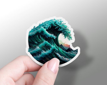 Wave Sticker Painted Cool Wave Laptop Decal Surfing Wave Sticker Beach Lover Wave Sticker Gift for Beach Lover Waterbottle Decal