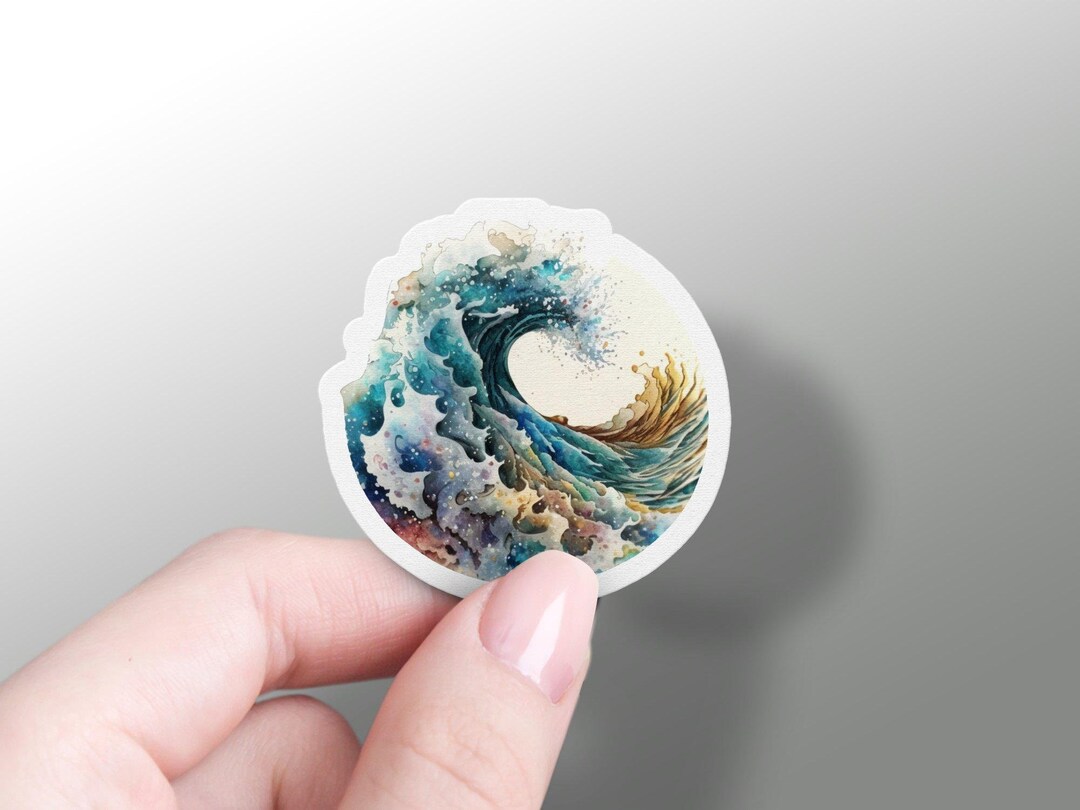 Watercolor Wave Sticker Wave Lover Laptop Sticker Gift for Beach Lover ...