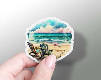 Watercolor Beach Sticker Beautiful Beach Decal Summer Beach Sticker Gift for Beach Lover Hydroflask Decal Beach Laptop Sticker Beach Lover