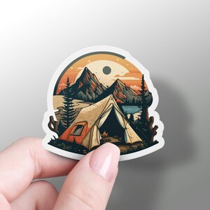 Camping Sticker, Hiking Stickers, Nature Lover, Gift for Hiking Lover, Outdoorsy, Macbook, Jeep, Vinyl Decal, Mountain, Camping Party Favors