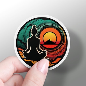 Yoga Meditation Sticker Peaceful Yoga Sticker Yogi Lover Gift Vinyl Meditation Phone Decal Yoga Meditation Laptop Sticker Hydroflask Sticker