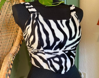 Size XS/S Zebra Bustier Top I Corset style cropped top I Lace up back I Cottagecore I Bodice I repurposed fabric