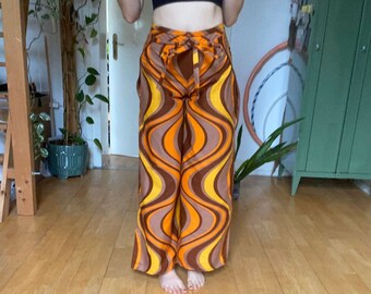 Size XS-S I Wrap Pants handmade I 70s orange brown yellow I Hippie Pants I flowy I melitsmoi