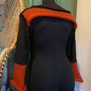 Size XS-M Brown and orange Knitted Shrug With Flared Sleeves I Fairycore Shrug Brown Orange Knit Shrug zdjęcie 5