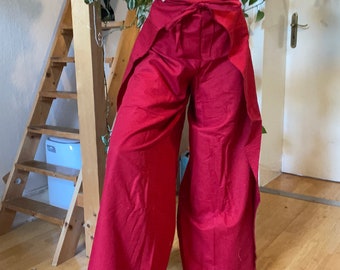 Size M I Wrap Pants handmade I red I Hippie Pants I flowy I melitsmoi