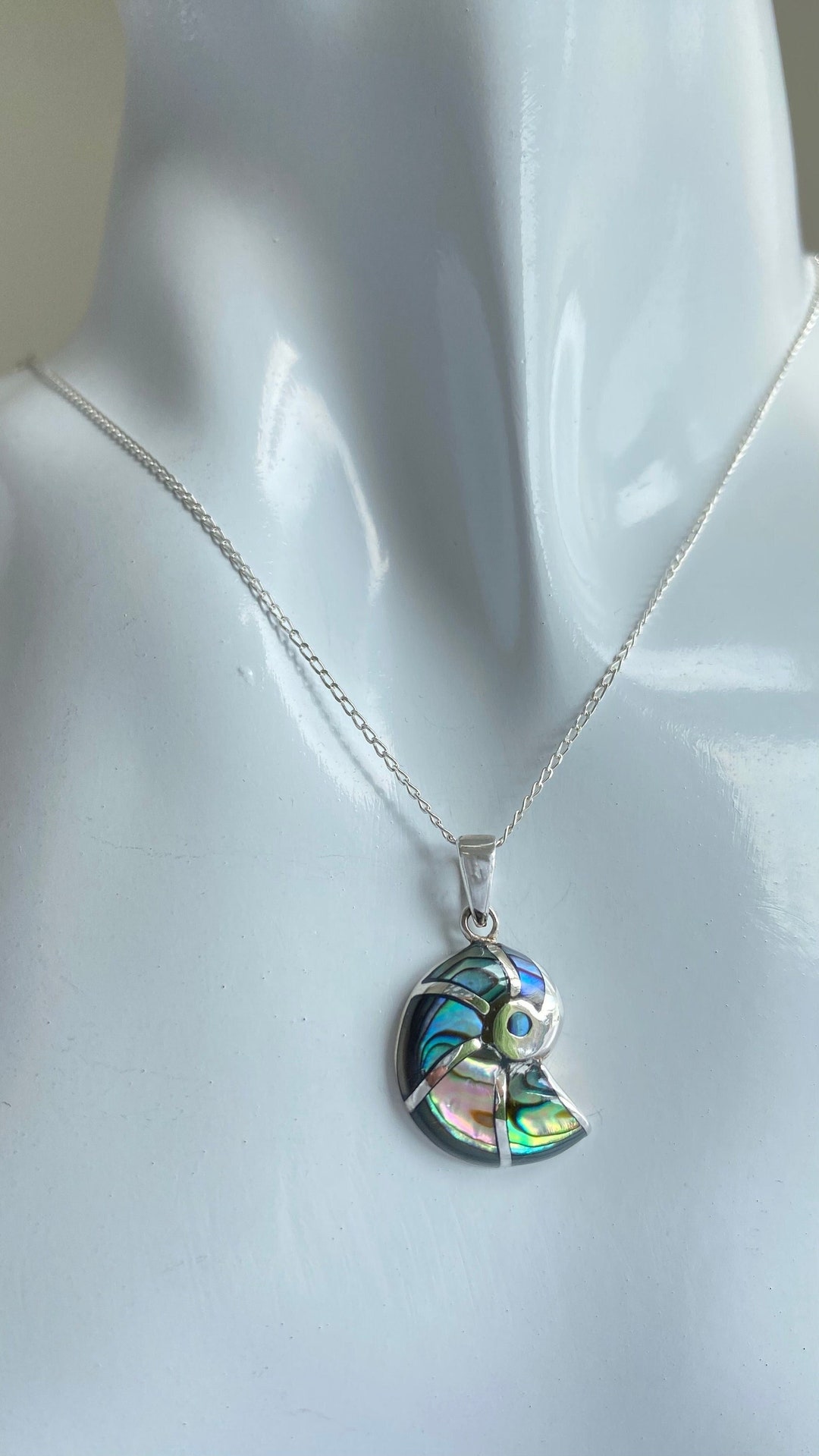 Pendentif En Argent 925 Avec Pierre D'Abalone/Paua Verte - Poinçonné PP/AA4REF23 - Neuf Avec étiquettes