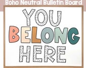 Boho Classroom Decor Bulletin Board - Back to School Black & White Boho Neutrals Bulletin Board - All are Welcome Here Bulletin Board