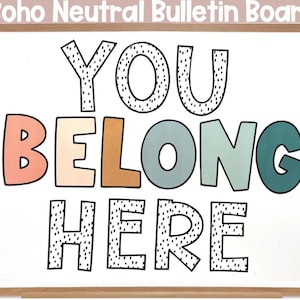 Tablón de anuncios de decoración del aula boho - Tablero de anuncios neutrales boho en blanco y negro de regreso a la escuela - Todos son bienvenidos aquí Tablón de anuncios
