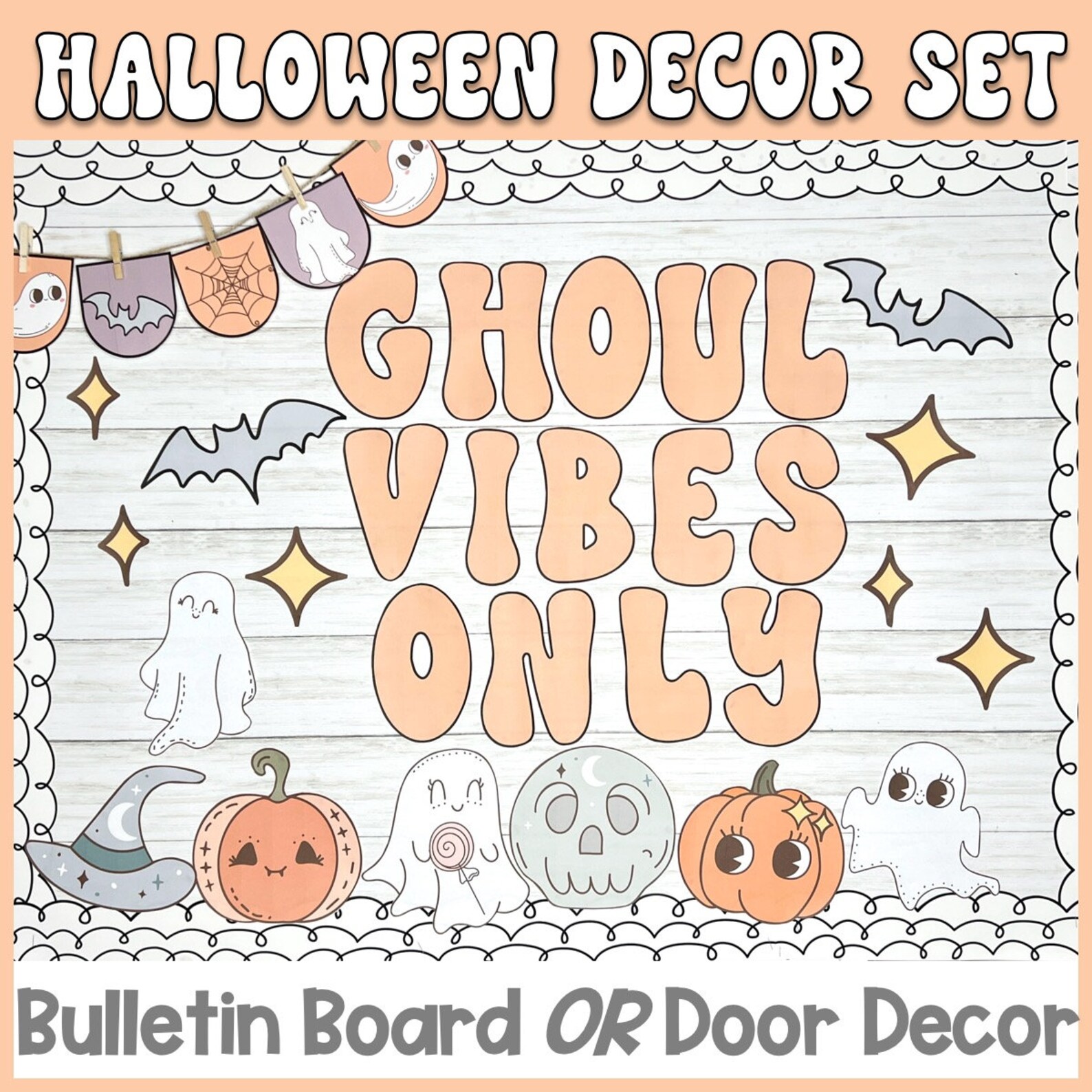 Halloween Bulletin Board - Halloween Door Decor - Ghoul Vibes October ...