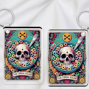 Llavero con borla y parche de tarot de The Cereal Killer