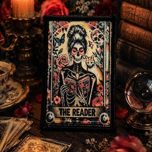 The Reader Tarot Iron On Patch | Dark Academia Book Lover Accessory (2" x 3")