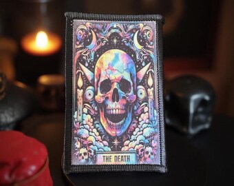 Toppa Ricamata Stiro Su The Plague Patch - Tarocchi Gotici Punk, Morte, 3,5x2,5 Pollici