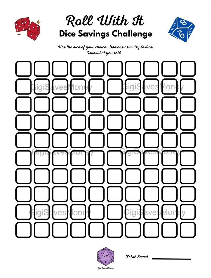 Roll With It Dice Savings Challenge Etsy