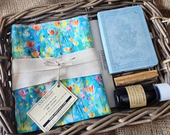 Kit con olio di ricino e cotone biologico, rituale di amor proprio con olio di ricino, palosanto e quaderno