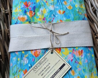 Organic Cotton Castor Oil Pack: Unisex Flannel Wrap, Turquoise