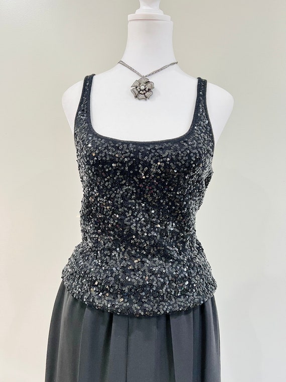 Linda Allard for Ellen Tracy Sequin Sweater Tank &