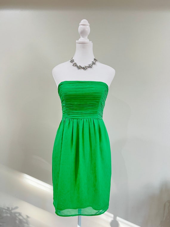 Shoshanna Green Strapless Silk Mini Dress