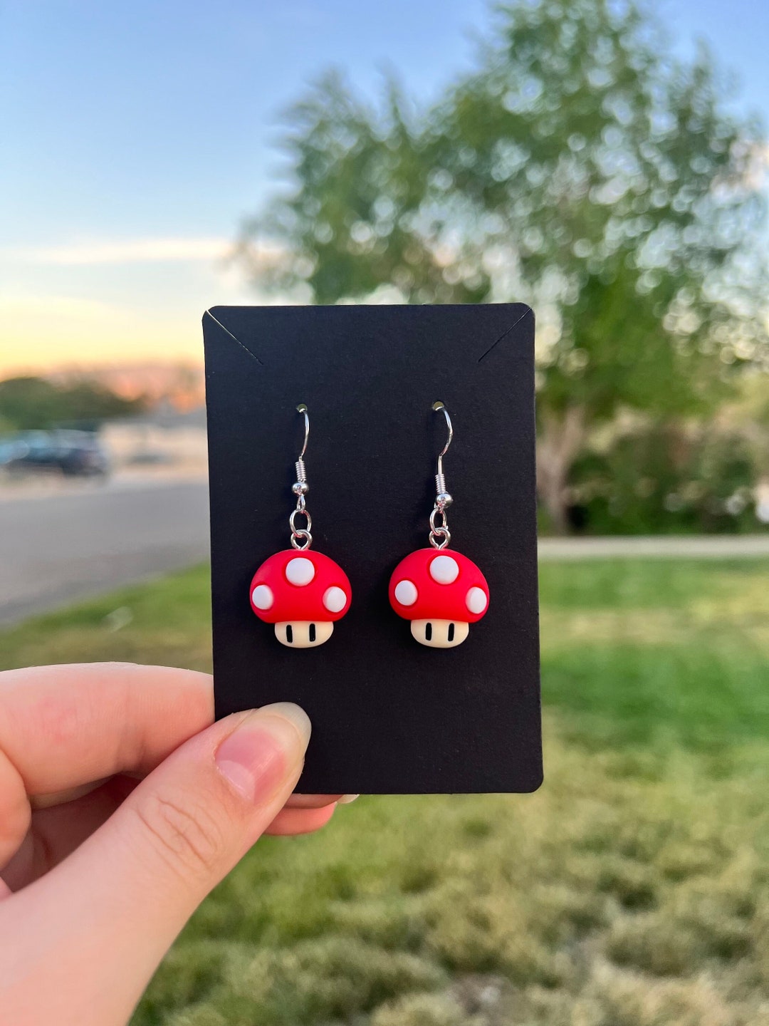 Video Game Earrings Mushroom Earrings Cute Mushroom Etsy