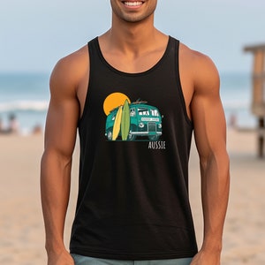 Black Australian Tank Top, Singlet, Aussie Shirt, Surf clothes, Swim Clothes