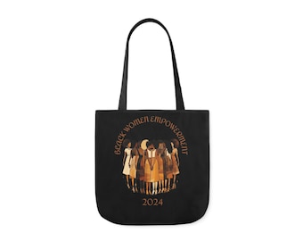 Black Women Empowerment Canvas Tote Bag, 5-Color Straps, Reusable Shopping Bag, Feminist Gift, Female Power