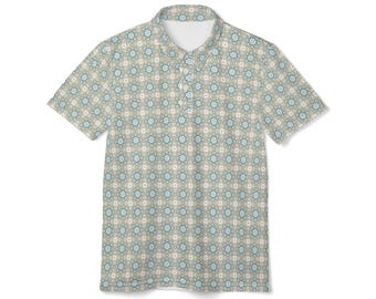 Boho Patterned Unisex Polo Shirt, Casual Wear, Summer Essentials, Men's Fashion, Unique Gifts, Beach Outfits, Vacation Style