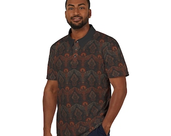 Black Angels Polo Shirt | Artistic All-Over-Print | Everyday Wear, Casual Outings, Gifts, Summer Fashion, Unique Style