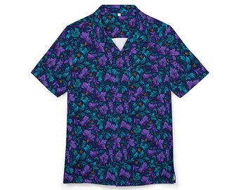 Tropical Button-Down Shirt - Vibrant Hawaiian AOP, Casual Summer Wear, Beach Party Shirt, Vacation Essentials, Gift for Him/Her