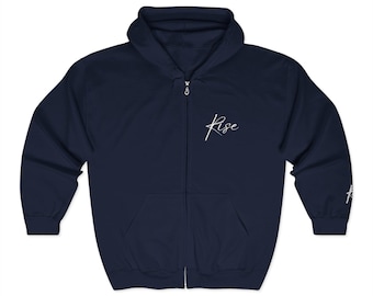 Rise Cozy Unisex Zip-Up Hoodie | Casual Comfort, Layering Essential, Gift for All Occasions, Stylish Loungewear, Trendy Outerwear