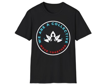 Empowering Collective Unisex Softstyle T-Shirt, Serene Meditative Figure Logo, Balance Symmetry, Mindfulness Tee, Unity Shirt