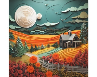 Autumn Harvest Tapestry Wall Art, Prairie Canvas Wraps, Rustic Fall Decor, Home Accent, Country Wall Hanging
