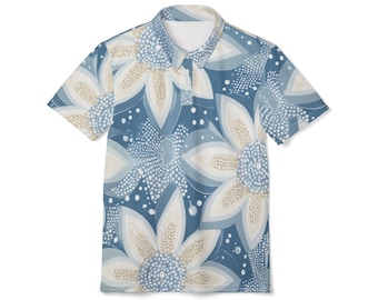 Floral Pattern Unisex Polo Shirt, Casual Summer Wear, Great for Beach Days, Perfect Gift for Birthdays, Vacation Essentials