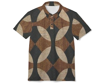 Geometric Print Unisex Polo Shirt, Stylish Casual Wear, Perfect for Summer Outings, Great Gift for Holidays, Everyday Fashion