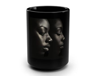 Matte Black Coffee Mug V7, 15oz, Chic Espresso Cup, Office Mug, Simple Gift for Coffee Lovers