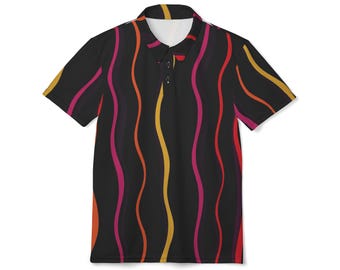 Vibrant Stripped Patterned Polo Shirt, Stylish Summer Wear, Casual Everyday Polo, Unique Gift for Him/Her, Perfect for Parties & Outings