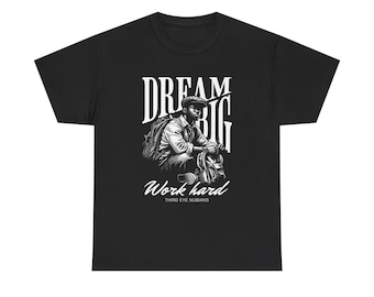 Dream Big Work Hard tee | Motivational Vintage Traveler Graphic T-Shirt