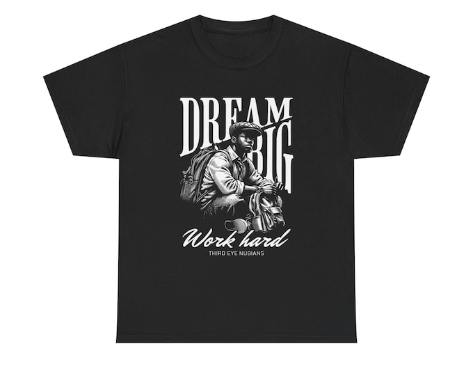 Featured listing image: Dream Big Work Hard tee | Motivational Vintage Traveler Graphic T-Shirt