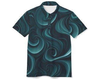 Emerald Swirl Unisex Polo Shirt (AOP)