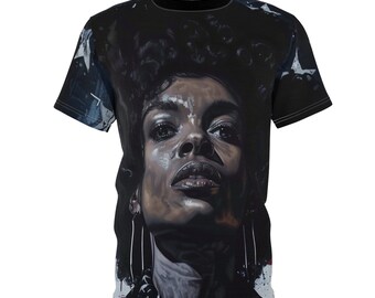 American Black Woman 2 Unisex Cut & Sew Tee (AOP) - Vibrant Graphic T-Shirt for Everyday Wear - Perfect Gift for Proud Allies