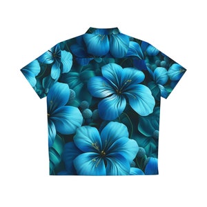 Blue Men's Hawaiian Shirt (AOP), Men's Casual Hawaiian Style Tropical Beach Shirt, Comfortable Short Sleeve Shirt For Summer