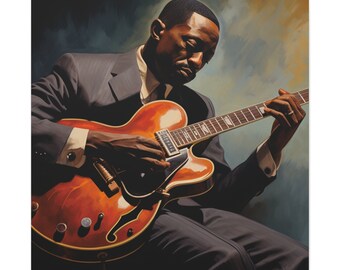 Classic Wes Montgomery Art Print, Canvas Portrait Wall Hanging, Musician Gift Idea, Music Lover Decor