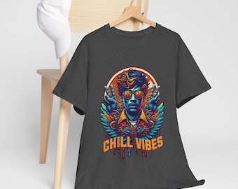 Chill Vibes Retro DJ Tee | Graphic Music Headphones Shirt